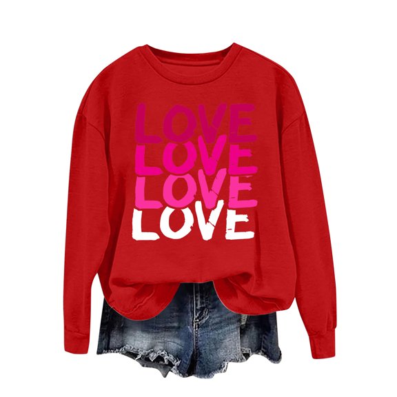 Raeneomay Long Sleeve Shirts for Women Round Neck Printed Loose Fitting Hoodless SweatShirts Tops