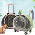 thumbnail image 3 of facefd Kitten Bag Backpack Handbag with Wheels Durable Dog Trolley Case for Puppy Translucent Pink, 3 of 9