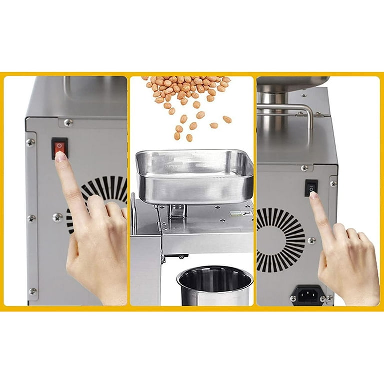 Commercial Oil Press Machine Cold/Hot Nut Oil Extractor Automatic  Food-Grade Stainless Steel Home Oil Expeller for Coconut Castor Olive  Peanuts