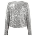 thumbnail image 7 of UAYOTSE Women’s Fringe New Years Eve Sequin Jacket Coat Long Sleeve Disco Theme Concert Rave Tassel Bomber Jackets,Silver XXL, 7 of 7