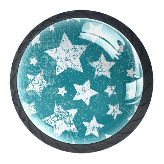 4 Pcs White Stars Knobs for Kitchen Cabinet Cupboard Dresser Bookcase Drawer Pulls Handles Round Home Decor