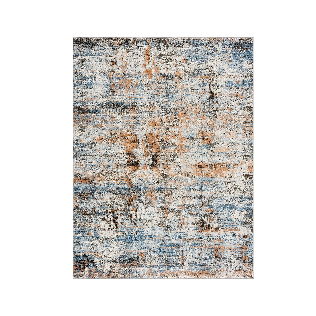 5x7ft Multicolor Modern Abstract Rug Medium Pile Non-Slip Latex Backing Easy Clean High-Traffic Rug for Living Room