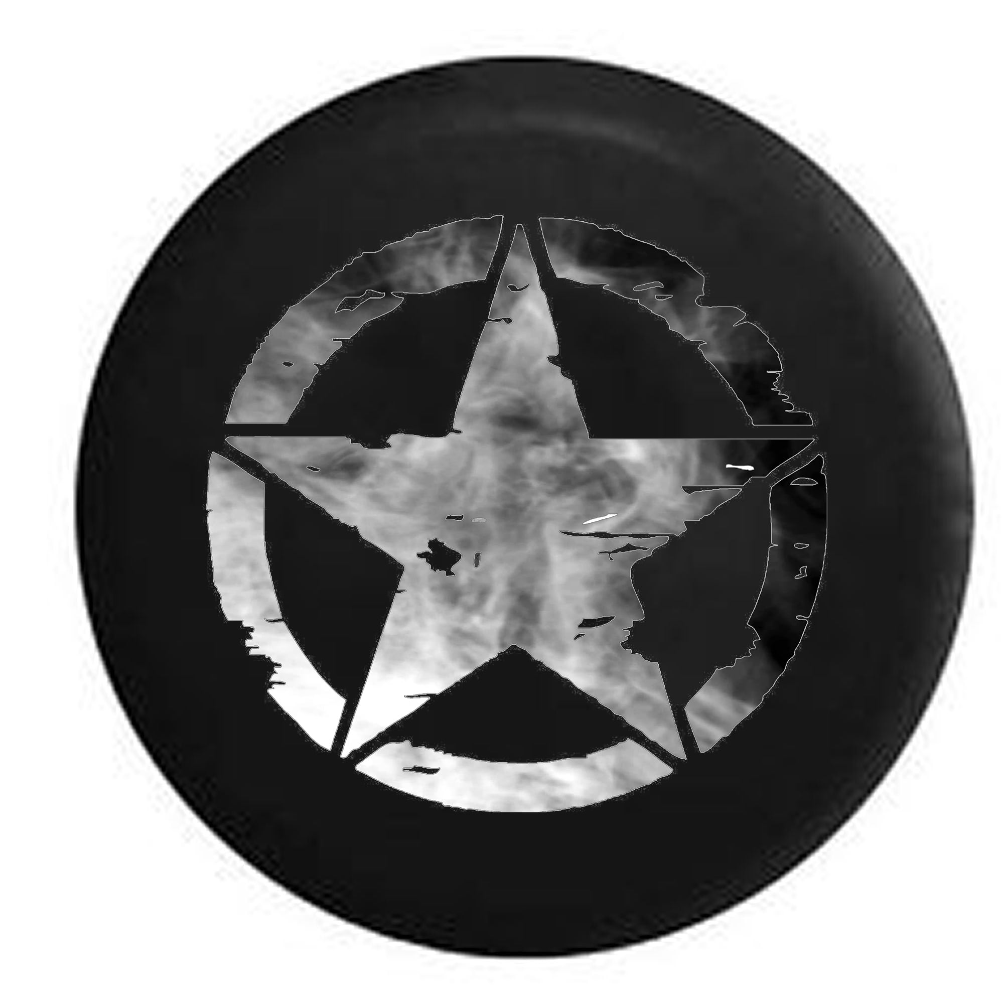 Oscar Mike Military Jeep Star Dark Smoke Silver Spare Tire Cover for