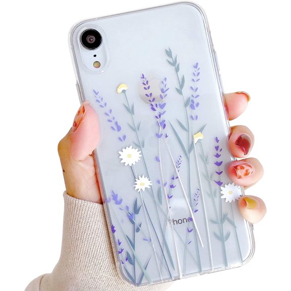 Compatible with iPhoneX/XS Case for Girls&Woman,Elegance Lovely Floral Flower Blooms Soft Clear TPU Rubber Gel Shock Absorption Protection Case for iPhoneX/XS 5.8''