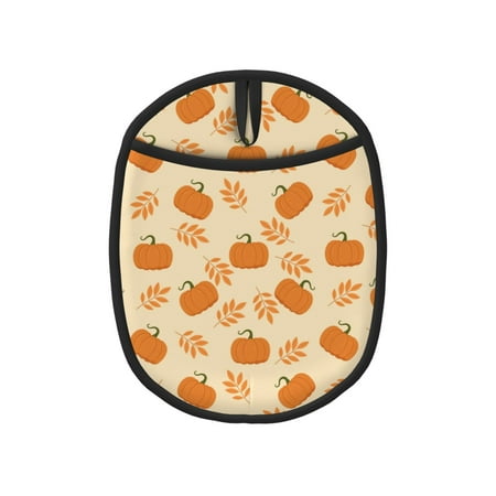 

Qekee Autumn Leaves And Pumpkins Pattern Silicone Pot Holders Oven Mitts Heat Resistant Hot Pads Non Slip Pot Holder Towel Cloth Interior Lining