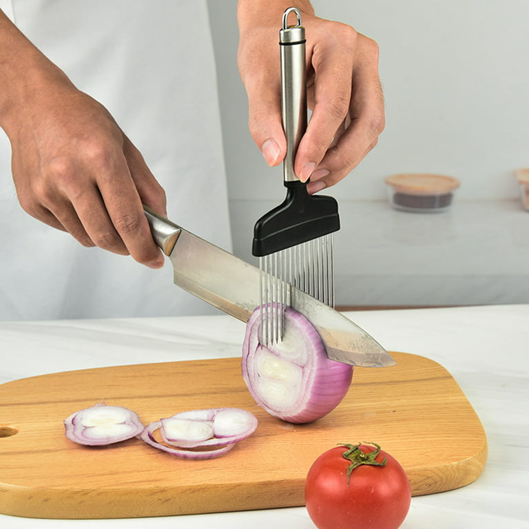 Stainless Steel Onion Slicer Holder,vegetable Potato Cutter Slicer Onion  Needle Peeler Food Slicer Tool Kitchen
