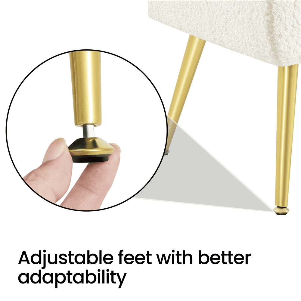 Yaheetech Modern Upholstered Ottoman Footrest Stool Button Tufted with Gold Metal Legs, Ivory