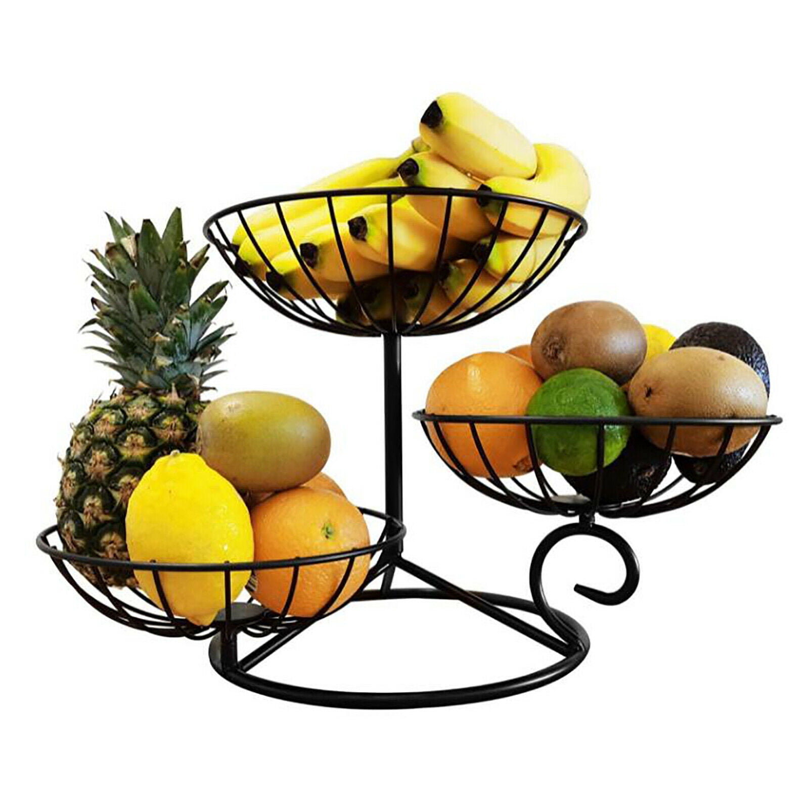 Fruit Basket Rack Stand Holder Storage Sundries Metal Geometric Bowl 