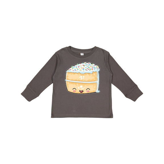 Inktastic Cute Smiling Cake with Confetti Sprinkles Boys or Girls Long Sleeve Toddler T-Shirt