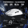 thumbnail image 5 of ATTACK SHARK R5 Ultra Carbon Fiber 8000Hz Wireless Gaming Mouse, 39g SUPERLIGHT, 42000DPI, PAW3950MAX Sensor, Nordic 52840 Chip, Bluetooth/2.4G/USB-C Wired Mice for PC/Mac, White, 5 of 9