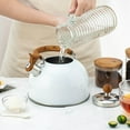 thumbnail image 4 of serony Bouilloire 2.5L en Acier Inoxydable Blanc pour Extérieur avec Sifflet, Antirouille, 4 of 9