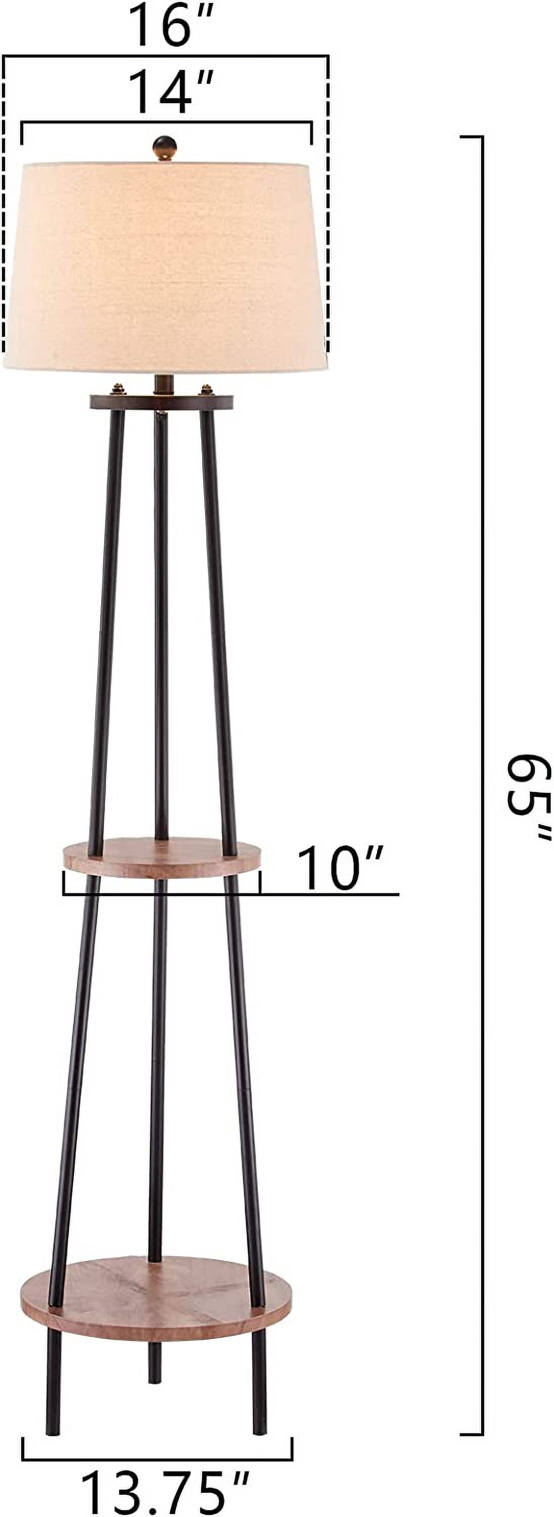 Maxax 65" Tripod Floor Lamp with Shelf, 3-Way Dimmable Standing Lamp with Oatmeal Fabric Shade for Living Room, Bedroom, Office