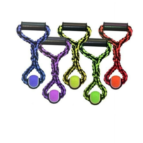 Multipet 784369295207 20 in. Nuts for Knots Rope Tug with Tennis Ball Toys, Assorted