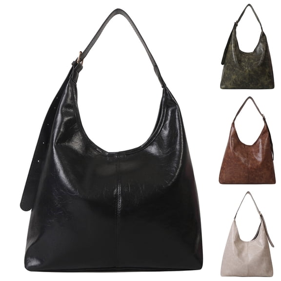 Stylago Slouchy Hobos Bags for Women Retro Leather Handbag Shoulder Tote Bag Work Travel Button Soft Purses with Adjustable Strap Brown