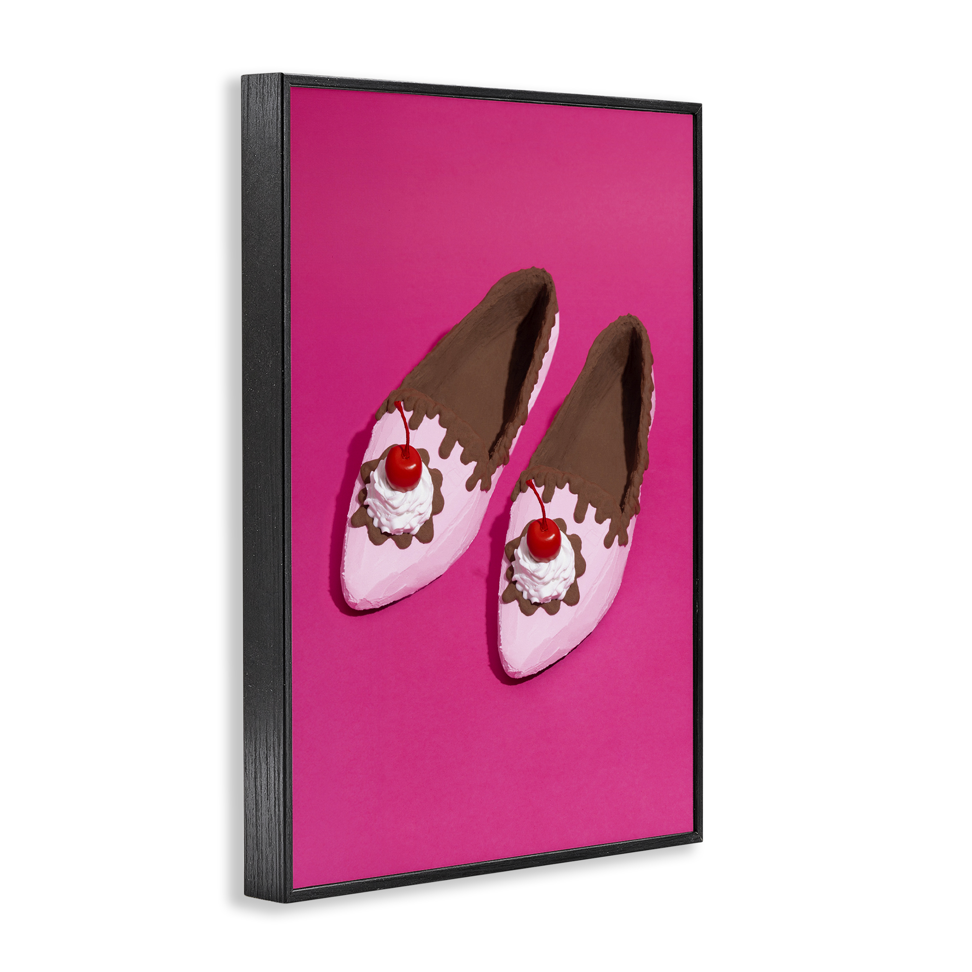 Stupell Industries Glam Dessert Shoes Novelty Painting Black Framed Art Print Wall Art, 16 x 24