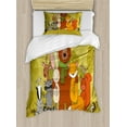 thumbnail image 1 of Forest Duvet Cover Set Twin Size, Animals of the Forest with Deer Raccoon Deer Birds Squirrel Friendship Companionship, Decorative 2 Piece Bedding Set with 1 Pillow Sham, Multicolor, by Ambesonne, 1 of 3