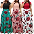 thumbnail image 4 of Más El Tamaño De Las Mujeres De Impresión Floral Vestido De Manga Corta Casual Maxi Vestidos De Fiesta Playa Bohe Casualespangjing, 4 of 4