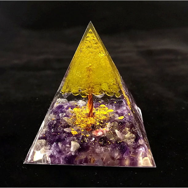 Mini pirámide de cristal natural, generador de energía, cuarzo, amatista, curación espiritual, cristal, chakra, pirámide de resina
