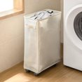 thumbnail image 1 of 44L Ultra-thin Foldable Laundry Basket Rolling Laundry Hamper Dirty Clothes Bag Narrow Wheel Laundry Box, 1 of 5