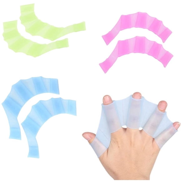 LATRAT 3 paires de palmes à doigts, gants de natation, souples et pratiques, équipement d'entraînement à la natation pour adultes et enfants