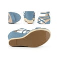 thumbnail image 2 of BLISSFUL STEP Platform Denim Strappy Wedge Heel Sandals for Women, 2 of 5