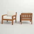 thumbnail image 3 of Beige Grenada Club Chairs - Set of 2 Outdoor Acacia Wood Patio Chairs with Water-Resistant Cushions (Sunbrella Option Available), 3 of 7