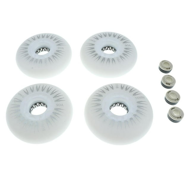 jinwen 4 Pcs Lumières DEL Antidérapantes avec Roues de Remplacement pour Patins à Roues Alignées Clignotantes 76 mm