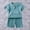 Blue, variant on Boys Girls Cotton Linen Two-Piece Set Outfits Short Sleeve Round Neck T-shirt and Shorts Summer Clothing for 1-8 Years