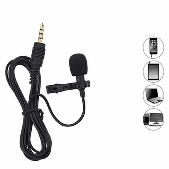 PLGEBR Portable Professional Grade Lavalier Microphone 3.5mm Jack Hands-free Omnidirectional Mic Easy Clip-on Perfect for Recording Live