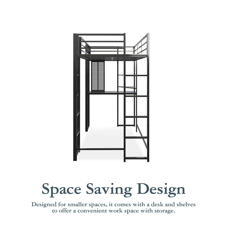Camilla James Full Metal Loft Bed With Desk Black Walmart Com