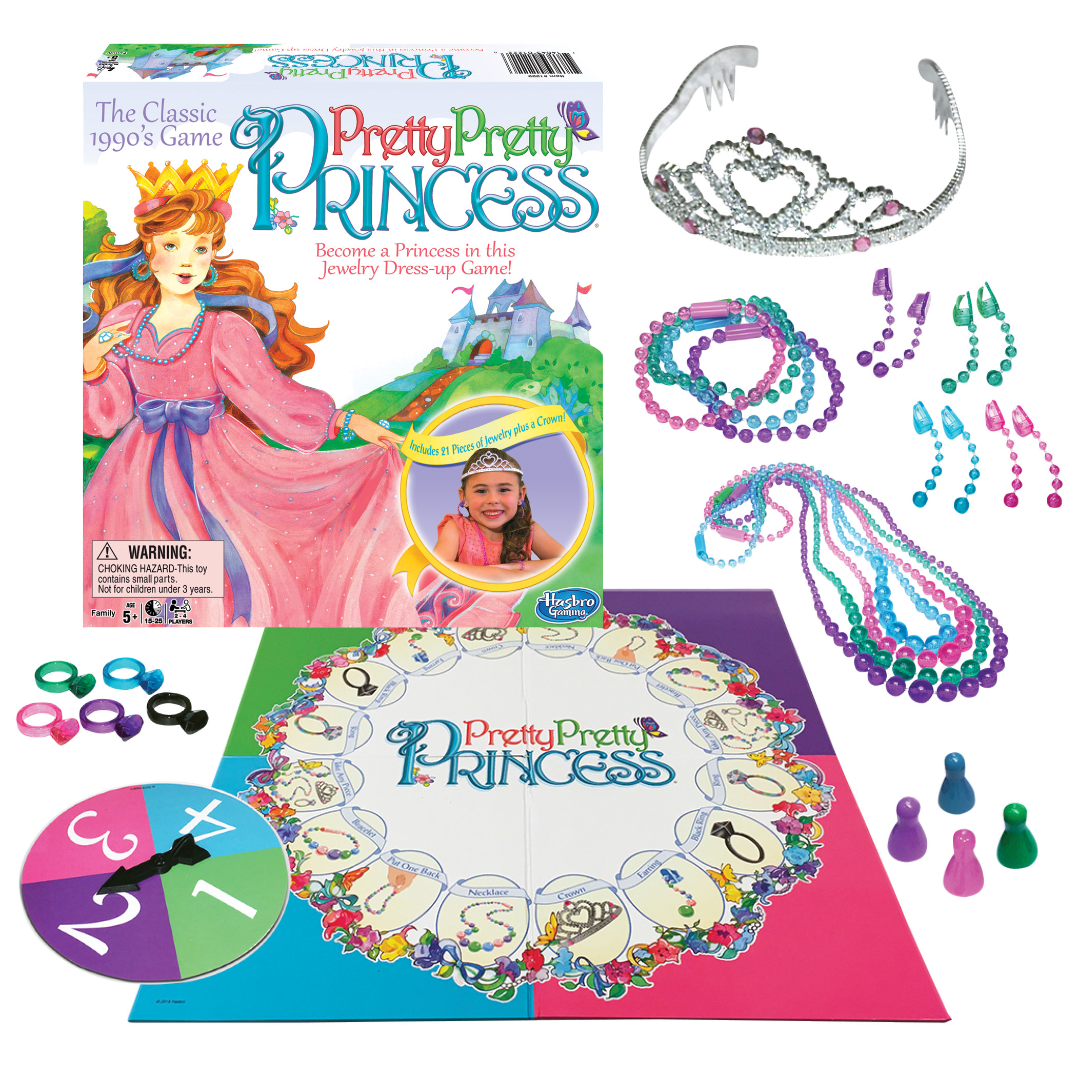 Pretty Pretty Princess Game Jewelry Dress Up Board Game 1990's Classic Toy Tiara Necklaces - image 5 of 6