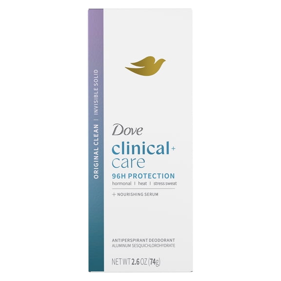 Dove Clinical Care Antiperspirant Deodorant Invisible Solid Stick For Women With Nourishing Serum Original Clean ,2.6 oz