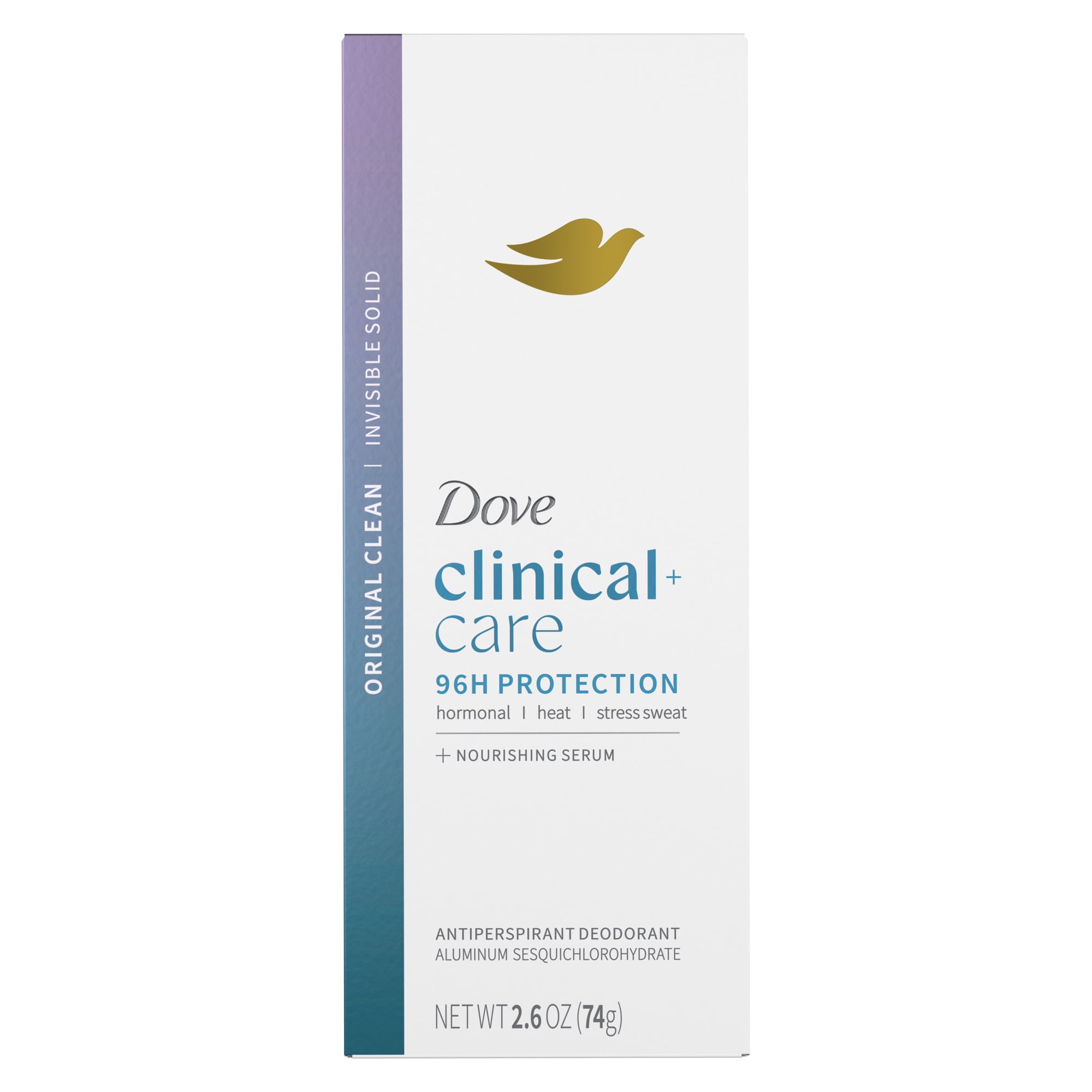 Dove Clinical + Care Antiperspirant Deodorant Invisible Solid Stick For Women With Nourishing Serum Original Clean ,2.6 oz