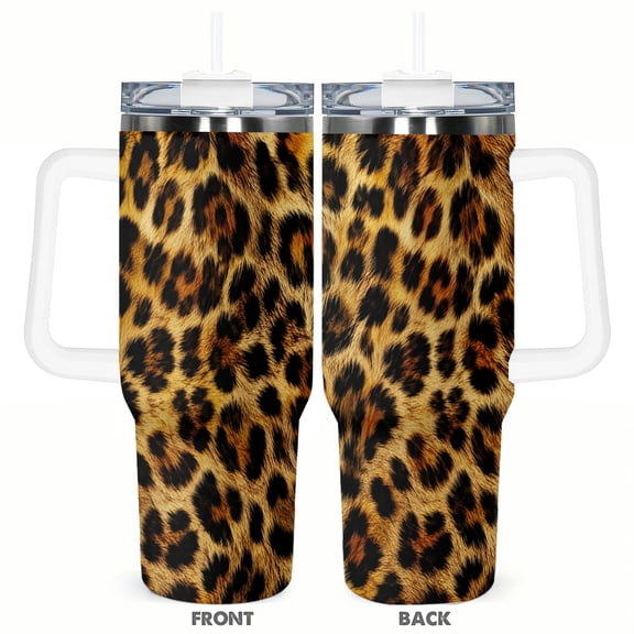 40oz Leopard Print Tumbler Insulated Car Cup Travel Coffee Cup Trendy Animal Print Gift