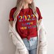 thumbnail image 5 of Blusa de mujer Navidad Impreso Casual Moda Todo-fósforo Camiseta de manga corta Tops Pompotops  hfajkhk124459, 5 of 5