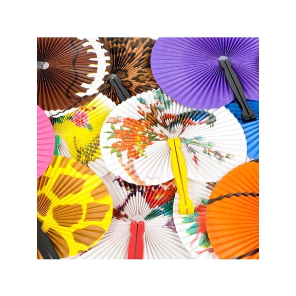 Set Of 12 Assorted Folding Hand Fans Asian Style Costume Accessories