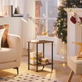 thumbnail image 2 of End Table, Small Side Table, Nightstand with 2-Layer Storage Shelves, Sofa Table for Small Spaces, Living Room, Bedroom, Stable Frame, Easy Assembly, Rustic Brown, 2 of 8