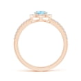 thumbnail image 2 of Angara Natural 0.55 Ct. Aquamarine with Diamond Halo Ring in 14K Rose Gold for Women (Ring Size: 3.5), 2 of 9