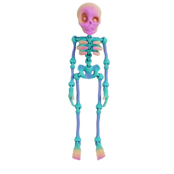 Poseable Skeleton Fridge Magnet, 3D Printed Articulated Skeleton, Mini Skull Fridge Magnets with Movable Joints, Interesting Human Skull Magnetic Decorations, for Refrigerator Locker