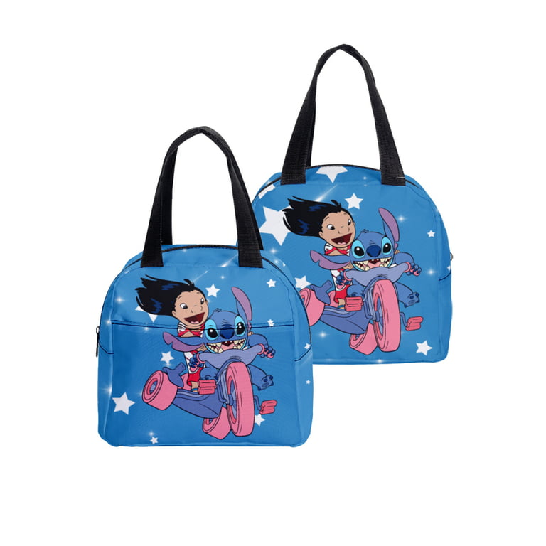 Disney Lilo Stitch Lunch Bag School Travel Snack Tote Flower Art Print  Lunchbox