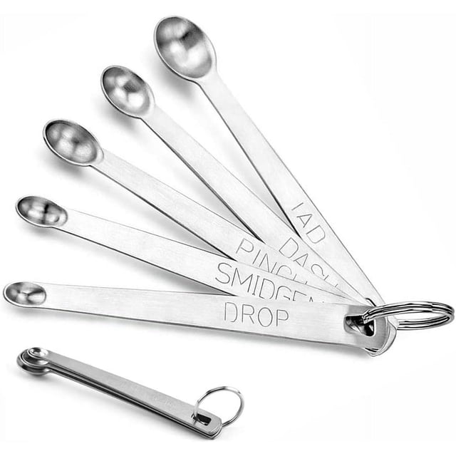 Mini Measuring Spoons Mini Stainless Steel Spoon Metal Mini Measuring Cups Set Fits in Spice Jar (5Pcs/Set)