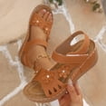 thumbnail image 2 of Viluyesy Womens Wedge Sandals, Wide Width Open Toe Floral Ankle Strap Comofortable Summer Walking Shoes Brown US7.5, 2 of 9