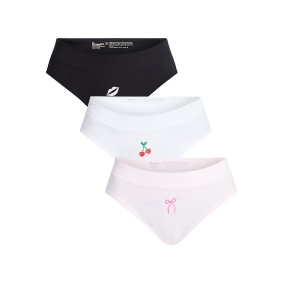 No Boundaries Seamless Ribbed Hipster Panties, 3-Pack, Women's XS-XXXL