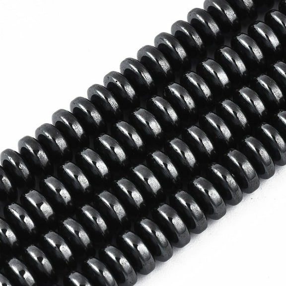 1Strand Non-magnetic Synthetic Hematite Beads Strands Rondelle Black 6.5x3mm Hole: 1mm about 137~139pcs/strand 15.55~15.75 inch(39.5~40cm)