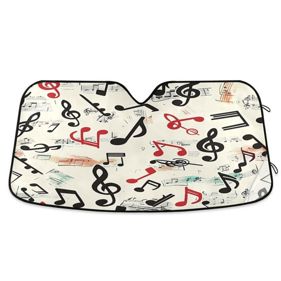 ALAZA Musical Note Windshield Sun Shade Car Foldable Sun Visor Block UV Rays Protector 55"x27.6"