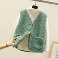 thumbnail image 2 of larppty Womens Fleece Vest Sherpa Casual Jacket Button Down Lightweight Fuzzy Outerwear Vests With Pocket 2025 Fall Fashion (Green, 4XL), 2 of 7