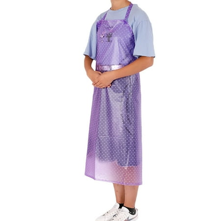 

1pc Oil-proof Apron Sleeveless Pinafore Waterproof Save-all Transparent PVC Apron Cooking Supply Purple