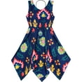 thumbnail image 1 of Girls Dress Flower Print Hanky Hem With Necklace 14, 1 of 6