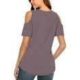 thumbnail image 6 of Timegard Summer Tops for Women Scoop Neck Cold Shoulder Short Sleeve Fitting Comfy Dressy Casual Tops, 6 of 8