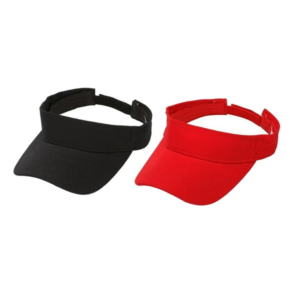 Set of 2 Adjustable Sun Visor Hat Unisex Golf Tennis Running Black